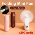 JISULIFE F8x Handheld Fan with 4800 mAh Powerbank Max 46 Hours Runtime Pocket Fan Portable Battery Operated or USB Powered Folding Personal Fan Rechargeable Quiet Mini Fan For Outdoor. 