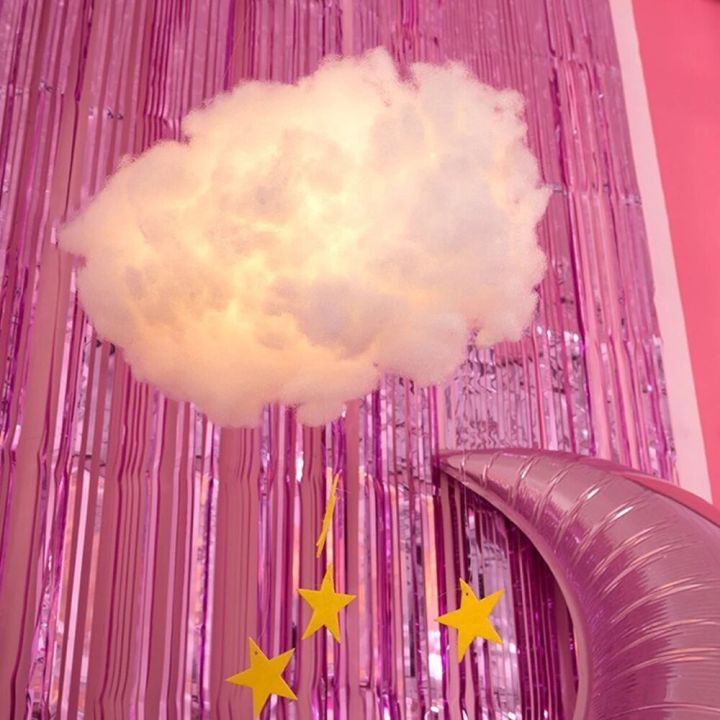 【Cathery Baby Store】2m DIY Handmade Cute Cotton Cloud Shape Light Hanging Night For Birthday Bedroom Decor Drop Shipping Sale