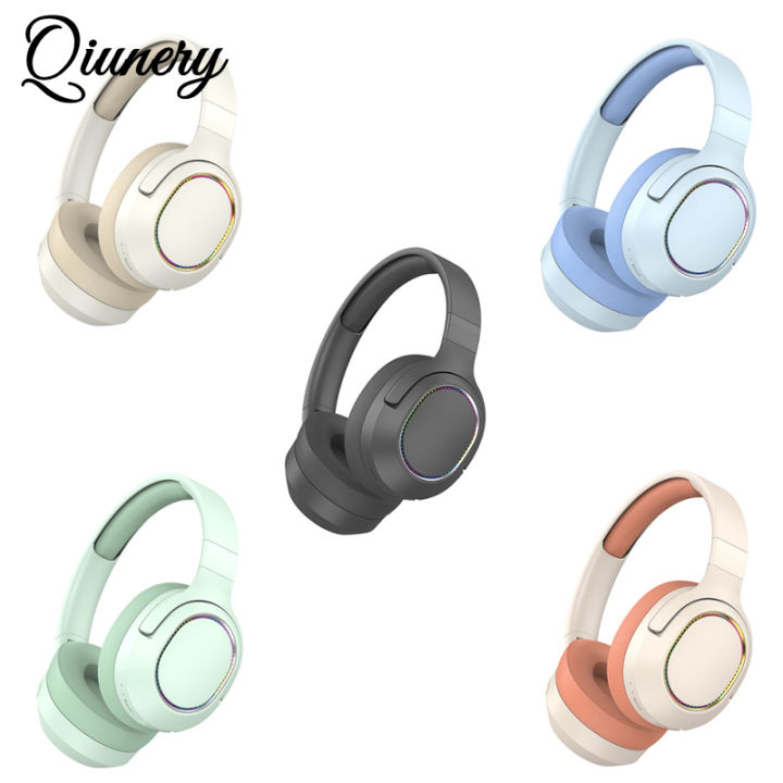 Qiunery P2963 Wireless Headset Lighting Noise Reduction Over-Ear Stereo Earphones For Computer Game Office Zoom Meeting