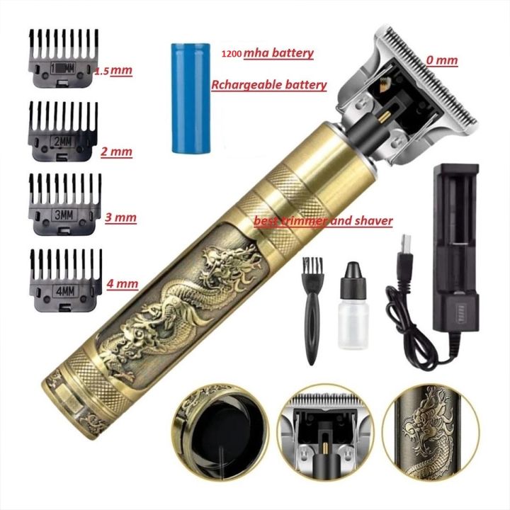 T9 Vintage USB Rechargeable Hair Trimmer Electric Hair Clipper Haircut Machine For Men metal body