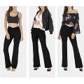 Women Crossover Split Pants Bootcut Yoga Pants High Waisted Full Length Flare Workout Pants Bootleg Leggings With Pockets. 