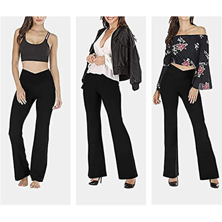 Women%20Crossover%20Split%20Pants%20Bootcut%20Yoga%20Pants%20High%20Waisted%20Full%20Length%20Flare%20Workout%20Pants%20Bootleg%20Leggings%20With%20Pockets%20-%20Image%204