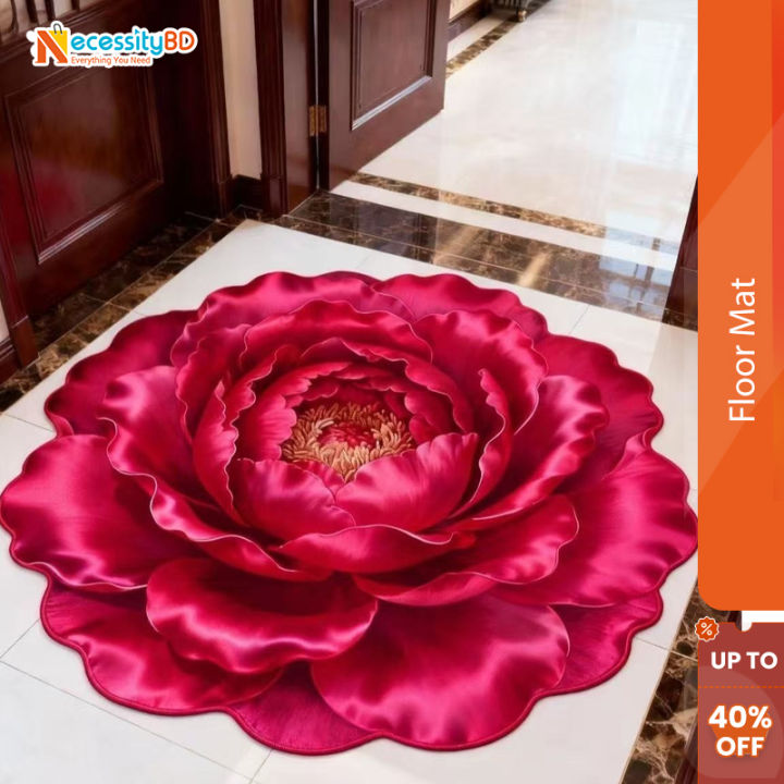 3D Flower Printed Floor Mat Floral Diatomaceous Rarth Floor Mat, Bathroom Absorbent and Quick-drying mat, Stain-resistant mat Papos 3D visual Carpet Artificial Carpet Floor Mat