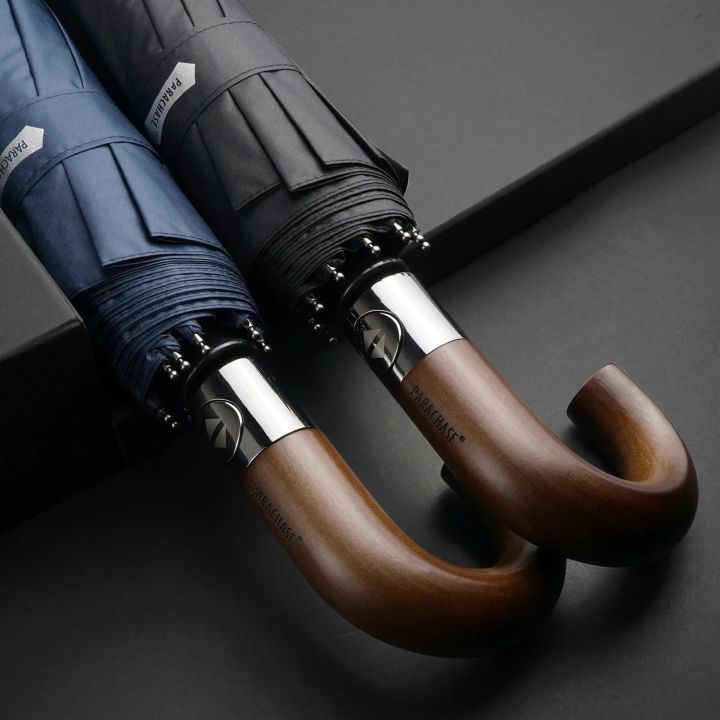 PARACHASE%20Automatic%20Folding%20Umbrella%20Men%20Women%2010K%20Strong%20Windproof%20Rain%20Umbrellas%20Anti%20UV%20Sun%20Protection%20Wooden%20Handle%20Paraguas%20-%20Image%204