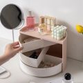 Creative Semicircle Rotating Cosmetic Storage Box Bathroom Countertop Makeup Organizer Multi-Layer Skin Care Jewelry Storage Box. 