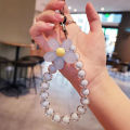 1pc Macaron-Colored Crystal Bead String Fashion Mobile Phone Lanyard Ins Style Handmade Beaded Anti-Lost Mobile Phone Chain Qoddess. 