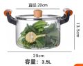 High Temperature Resistant Transparent Lid With Wooden Handle Stock Pot With Large Capacity Open Flame Heating Glass Double Ear. 