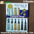 Keep smiling 3D Glass liner (12ml x 6 tube box) 3 Color Gold, Silver, Black liner for Glass Painting - colour.