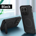 lthmy for Xiaomi 17 Casing Carbon Fiber Leather Phone Case Bracket Shockproof Stand Holder Hard Back Cover.