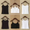Women's Small Sling Vest Women's Outer Wear Slim-Fit Anti-Exposure Small Short Black and White Female Student Slimming Inner. 