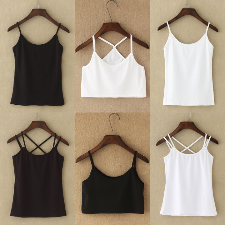 Women's%20Small%20Sling%20Vest%20Women's%20Outer%20Wear%20Slim-Fit%20Anti-Exposure%20Small%20Short%20Black%20and%20White%20Female%20Student%20Slimming%20Inner%20-%20Image%204
