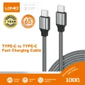 LDNIO 65W Type-C Fast Charging Cable, Type-C to Type-C Mobile Phone Charging Cable -1M.