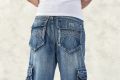 Men Casual Cargo Jeans Pants With Multi Pockets Loose Fit Hip Hop Denim Trousers For Male Baggy Jeans Plus Size 30-46. 