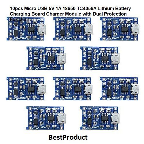 10pcs%20Micro%20USB%205V%201A%2018650%20TC4056A%20Lithium%20Battery%20Charging%20Board%20Charger%20Module%20with%20Dual%20Protection%20Function%20-%20Image%203