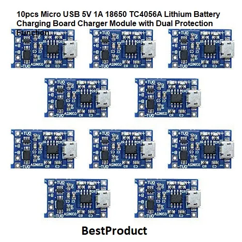 10pcs%20Micro%20USB%205V%201A%2018650%20TC4056A%20Lithium%20Battery%20Charging%20Board%20Charger%20Module%20with%20Dual%20Protection%20Function%20-%20Image%203