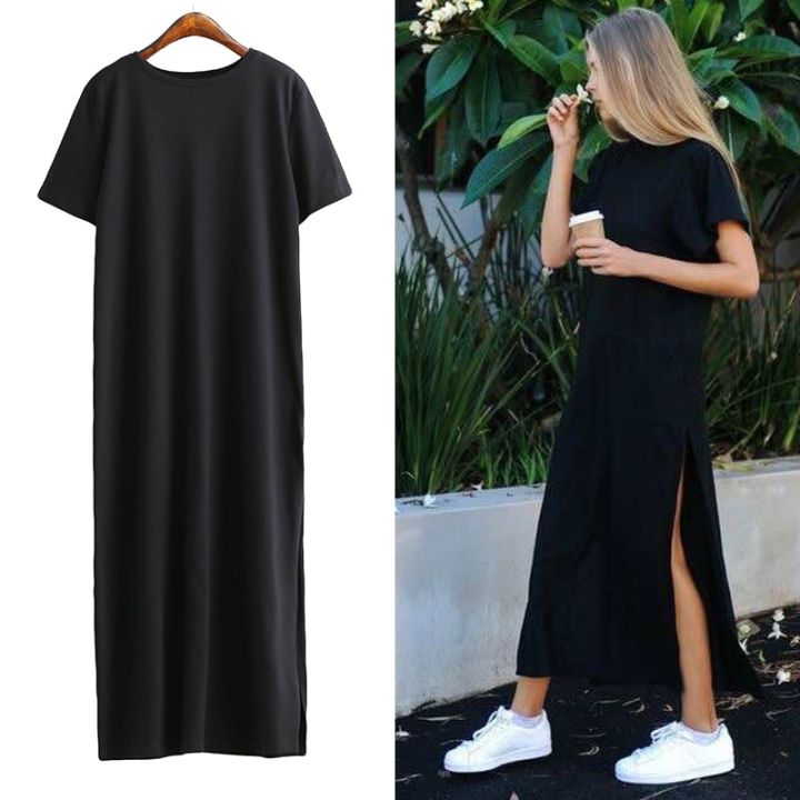Alien Alien】 Maxi T Shirt Dress Women Summer Beach Elegant Casual - Main Image