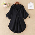 Medium, Long and Short Sleeve Chiffon Shirt Women's Summer New Large Size Loose Waist Tight Slimming Chiffon Blouses for Women.