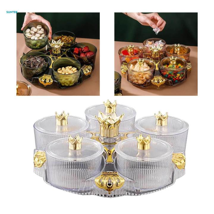 Divided Serving Tray Portable Decorative Appetizer Tray Rotatable Snack Platter for Cakes Cookies