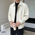 White Khaki Black Leather Jacket Men Slim Fashion Casual Motorcycle Jacket Mens Streetwear Korean Hip-hop Bomber Jacket Men Coat. 