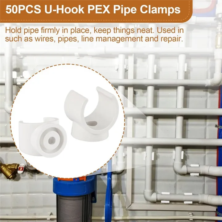 XHHDQES%20PEX%20Clips%20Pipe%20Clamp,%2050Pcs%203/4%20Inch%20Pipe%20Clamp%20for%20PVC%20Water%20Pipes%20and%20Tubing%20Hoses,%20Plastic%20U-Shaped%20Pipe%20Clamp%20Tools%20-%20Image%204