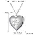 Unique Silver Color Photo Frame Pendant Necklace Carved Designs Heart-shaped Openable Locket Necklace Family Jewelry Gift.