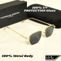 New Men Fashionable Black Sunglasses Premium Quality Full Metal Body Square Golden Frame Black Glass  For Party Travel Driving Eyewear Sunglasses For Men  New Classic Supper Shape Design Fashion Glasses Uv Protection Glass. 