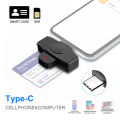 XT-XINTE USB-C CAC Smart Card Reader Memory ID Bank EMV Electronic Citizen SIM Backup Copy Connector Adapter for Mac OS Windows.