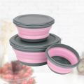 Folding Bowl Bowl Sets Foldable Salad Bowl Tableware Set Folding Lunch Box Portable 3Pcs/Set Silicone with Lid. 