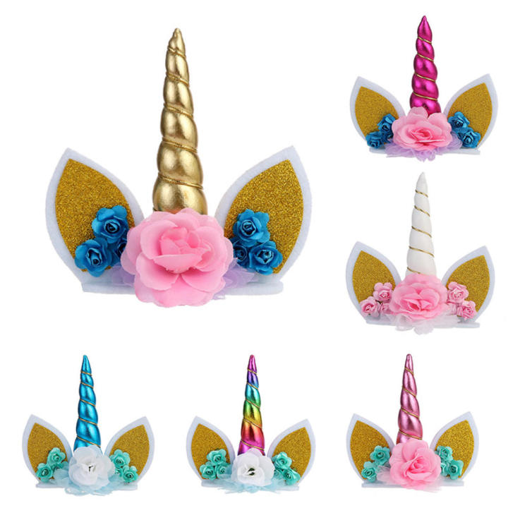 3D Unicorn Cake Topper Birthday Party Cake Decoration Baby Shower Wedding Favors Cake Flags Birthday Party Supplies