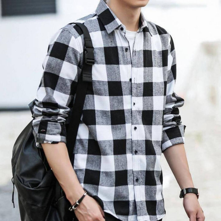 Indispensable -Upscale Living -Black & White Check Shirt For Men- Inventive Choice Qualityful - Easy To care and Longive