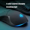Inphic PB1 Business Office Mute Macro Definition Gaming Wired Mouse, Cable Length: 1.5m, Colour: Matte White Breathing Light. 