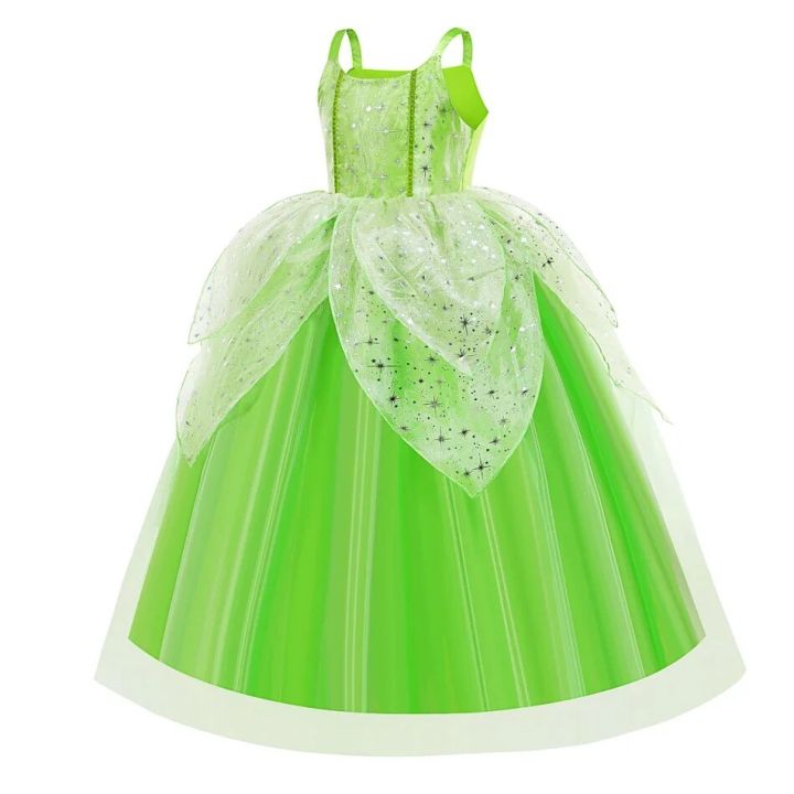 Halloween%20Halloween%20Tinkerbell%20Costume%20for%20Girls%20Flower%20Fairy%20Princess%20Cosplay%20Outfits%20Kids%20Green%20Gown%20Children%20Birthday%20Tiana%20DressDolls%20Accessories%20-%20Image%203
