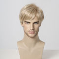 Happy Night ELEMENT Short Synthetic Light Blonde Loose Straight Hair Wig with Bangs Cosplay Party Daily Use Wigs for Man Natural Fiber. 
