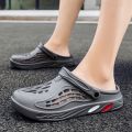 Cross-border couple beach shoes men's hole shoes one line sandals light and soft foreign trade king size 47-48-49 sandals.
