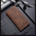 Men Long Thin Slim Wallet Vintage Pu Leather Male Credit Card Holder Brown Money Purses Solid Simplicity Business Wallet For Man. 