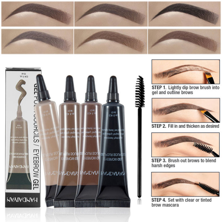 Eyebrow Cream Gel with Brush Waterproof Eyebrow Enhancer Makeup Microblading Eyebrow Tattoo Pen Tint Long Lasting Eye Brow