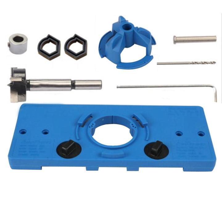 Delicate product 35Mm Concealed Hinge Drilling Jigs Hinge Hole Saw Jig Drilling Guide Locator Hole Opener Door Cabinets Woodworking Diy Tool Set