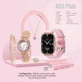A58 Plus Smart Watch with Jewelry Set for Women Perfect Gift for Birthday, Anniversary 2.02" Big Screen Calling Smartwatch 8 in 1 Set for Your loved One. 