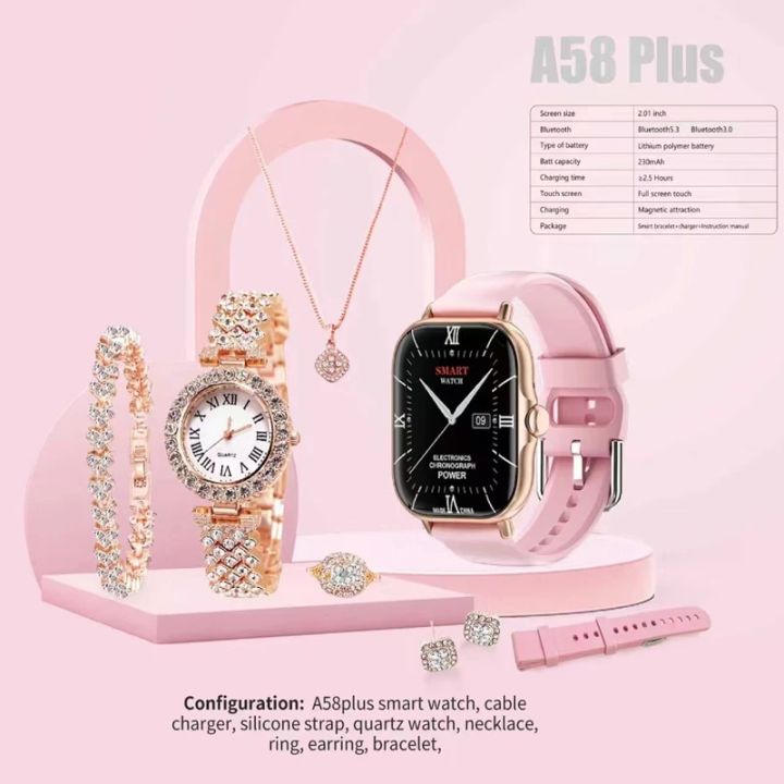 A58%20Plus%20Smart%20Watch%20with%20Jewelry%20Set%20for%20Women%20Perfect%20Gift%20for%20Birthday,%20Anniversary%202.02"%20Big%20Screen%20Calling%20Smartwatch%208%20in%201%20Set%20for%20Your%20loved%20One%20-%20Image%202