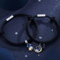 HENLI Minority Unique Moon Valentine's Day Present Adjustable Boys and Girls Astronaut Bracelet Couple Hand Rope Korean Style Jewelry Star.