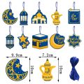 Ramadan Decoration 2024 10pcs-set Eid Mubarak Hanging Pendants Ramadan Kareem Ornaments Islamic Muslims Festival Party Decor.