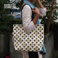Tote Bag, Cotton Fabric, Yellow & Black, 14"x16".