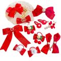 Red Golden Velvet Bow Hair Ornament Baby Hair Circles Pins Christmas New Year Korean Accessories Hair Clips for Women Girls 1pcs.