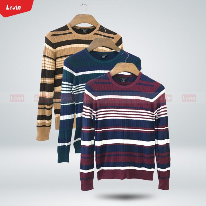 Womens Knitted Long Sleeve Striped Crew Neck Sweater Pullover Tops Jumpers For  Ladies From Levin