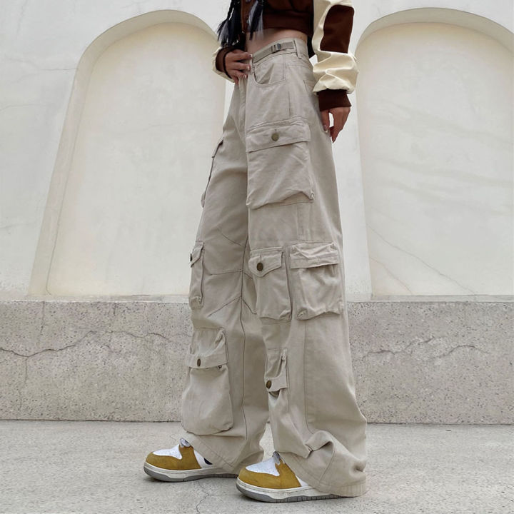 Pocket%20Solid%20Color%20Cargo%20Pants%20Women's%20Y2K%20Street%20Retro%20Loose%20Wide-Leg%20Overalls%20Couple%20Casual%20Joker%20Mopping%20Jeans%20Pants%20Women%20-%20Image%202