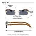 Rectangle Fashion Rimless Sunglasses for Women Men Gangster 90s Frameless Shades Retro Vintage Trendy Wooden Frame Eyewear.