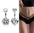 Sparkling Crystal Belly Button Piercing Ring.