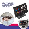 HA Electronic Digital Temperature Humidity Monitor Clock Weather Forecast Clock-Black.