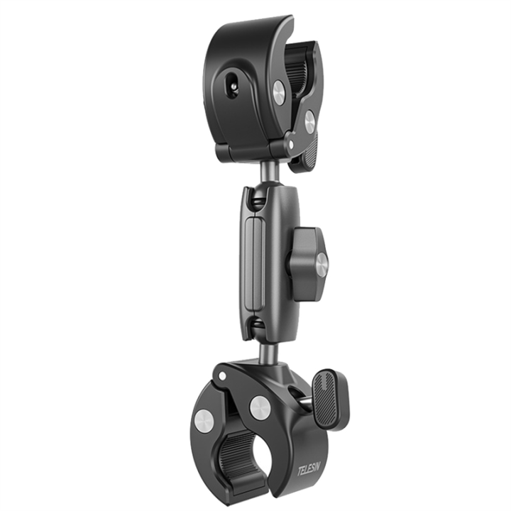 TELESIN PCS Bicycle Handlebar Panoramic Mount Invisible Selfie Stick  Bracket Aluminum Alloy Black for GoPro Hero 12/11/10