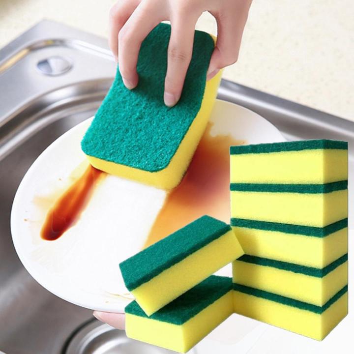 5Pcs Cleaning Sponge Kitchen Dish Washing Brush Bowl Pot Pan Wash Cleaning Brushes Cleaner Sponge Scouring Pads Clean Tools